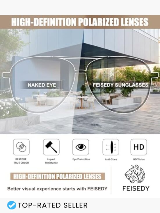 Retro Square Polarized Aviator Sunglasses for Women Men Classic Vintage Style main image 5